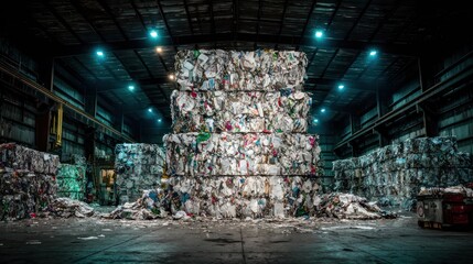 Waste management and recycling process in industrial facility urban environment visual content cleanliness focused