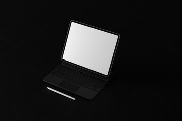 Realistic Tablet With Keyboard Blank Mockup