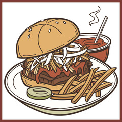 Illustration drawing style of food collection