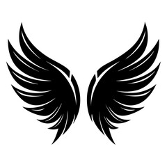 Angel Wings Sketch vector clean black silhouette design white background