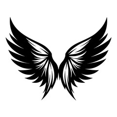 Obraz premium Angel Wings Sketch vector clean black silhouette design white background