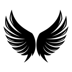 Angel Wings Sketch vector clean black silhouette design white background