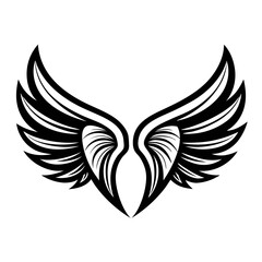 Angel Wings Sketch vector clean black silhouette design white background