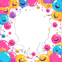 Colorful Smiley Face Balloons Frame