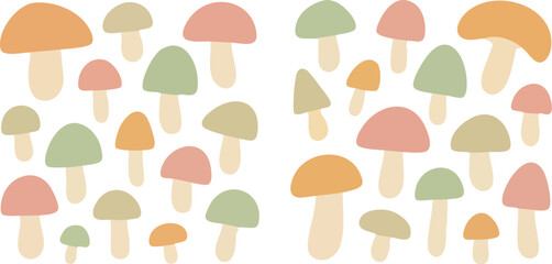 Cute Pastel Mushroom Pattern Design 1.