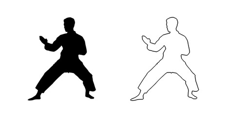 a black and white image of people doing karate black, image, man, people, silhouette  © Guli Studio