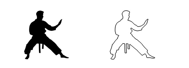 black and white silhouettes of people standing in different poses black, image, man, people, pose, silhouette, stand 