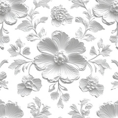 intricate white floral lace design delicate flowers isolated on transparent background