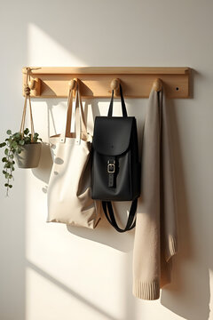 Serene Japandi-Inspired Wall Organizer with Minimalist Accessorie