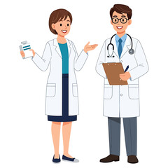 Fototapeta premium Healthcare professionals collaborating on patient care and medication options.