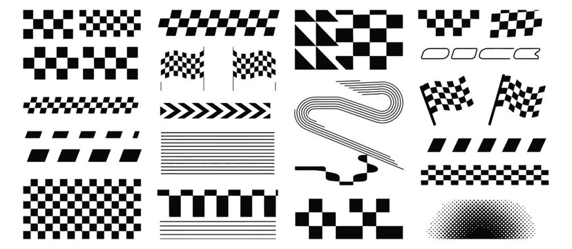  Racing Stripes and Checkered Patterns, Flags, Speed Lines, and Banners for Motorsport, Race Cars, and Track Events