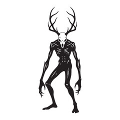 A beast that chills the soul – Wendigo silhouette composed in sharp Wendigo vector – Wendigo illustration – Halloween silhouette

