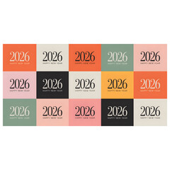 Fototapeta premium 2026 Happy New Year Logos - Minimalist Modern Colorful Celebration Designs