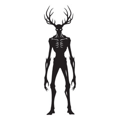 A cursed spirit of northern woods – Wendigo silhouette captured in chilling Wendigo vector – Wendigo illustration – Halloween vector

