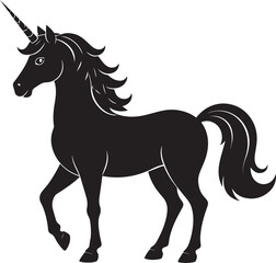 Cute Unicorn Silhouette in Black | Magical Animal Clipart Illustration Vector Format