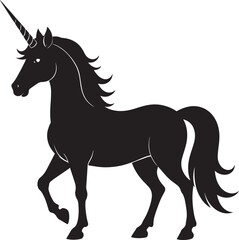 Cute Unicorn Silhouette in Black | Magical Animal Clipart Illustration Vector Format