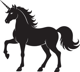 Cute Unicorn Silhouette in Black | Magical Animal Clipart Illustration Vector Format