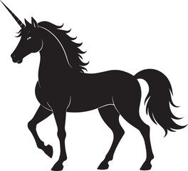 Cute Unicorn Silhouette in Black | Magical Animal Clipart Illustration Vector Format
