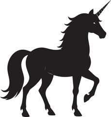 Cute Unicorn Silhouette in Black | Magical Animal Clipart Illustration Vector Format