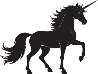 Cute Unicorn Silhouette in Black | Magical Animal Clipart Illustration Vector Format