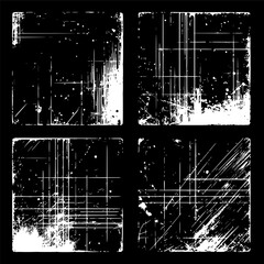 Grunge film frame overlays set. Vector illustration. EPS version.
