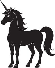Obraz premium Cute Unicorn Silhouette in Black | Magical Animal Clipart Illustration Vector Format