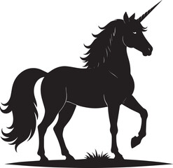 Cute Unicorn Silhouette in Black | Magical Animal Clipart Illustration Vector Format