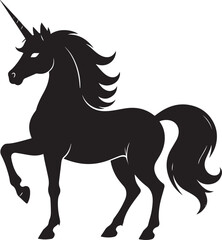 Cute Unicorn Silhouette in Black | Magical Animal Clipart Illustration Vector Format