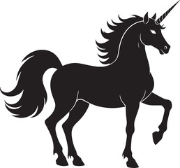 Cute Unicorn Silhouette in Black | Magical Animal Clipart Illustration Vector Format