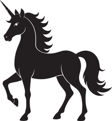Cute Unicorn Silhouette in Black | Magical Animal Clipart Illustration Vector Format