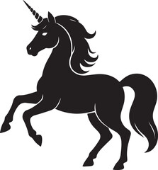Cute Unicorn Silhouette in Black | Magical Animal Clipart Illustration Vector Format