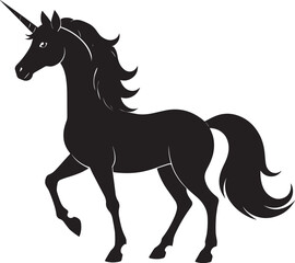 Cute Unicorn Silhouette in Black | Magical Animal Clipart Illustration Vector Format