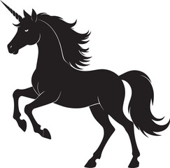 Cute Unicorn Silhouette in Black | Magical Animal Clipart Illustration Vector Format
