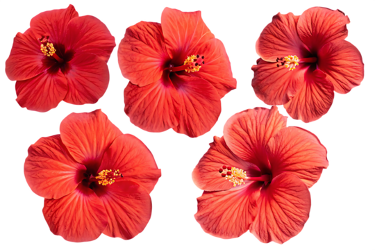 Tropical red hibiscus flowers isolated on white background isolated on a transparent background