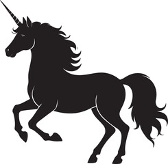 Cute Unicorn Silhouette in Black | Magical Animal Clipart Illustration Vector Format