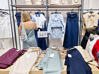 Woman in clothing store