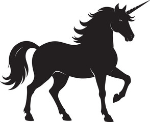 Cute Unicorn Silhouette in Black | Magical Animal Clipart Illustration Vector Format