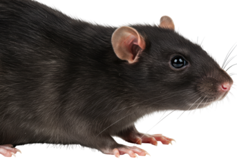 Isolated Detailed Portrait of a Black Rat