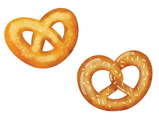 Cute watercolor pretzel bakery set. food vector illustration design isolated. bakery product of Cultured German Oktoberfest.