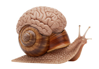 Isolated Surreal Snail with Brain Shell