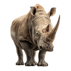 Obraz premium Close up of a rhinoceros standing on a transparent background isolated on transparent background