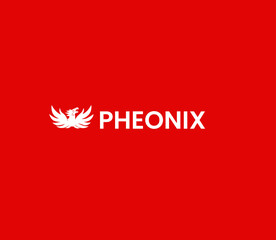 White Phoenix Silhouette with Open Mouth on Red