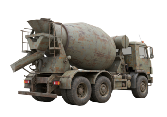 Isolated Heavily Distressed Cement Mixer Truck