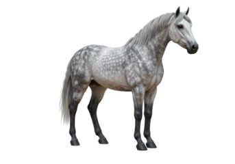 Isolated Majestic Dapple Grey Horse Standing