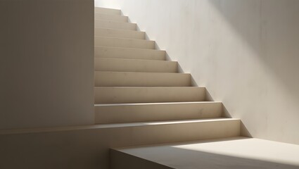 Modern Concrete Staircase with Sunlight Shadows – Generative AI Architectural Design