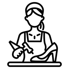 Shoe Maker Lady icon vector image. Can be used for Shoemaker.