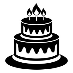 Birthday Cake clean black silhouette design white background