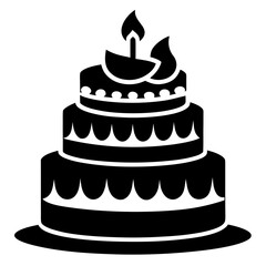 Birthday Cake clean black silhouette design white background