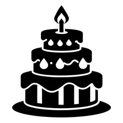 Birthday Cake clean black silhouette design white background