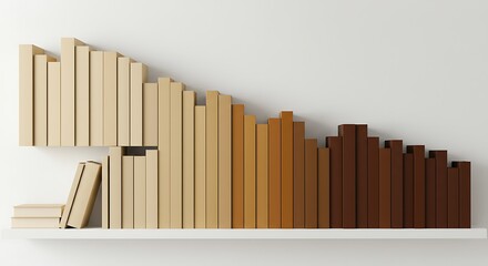 Obraz premium Abstract gradient of brown tones on a shelf against a white wall